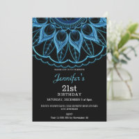 Stylish Blue Mandala Birthday Invitation