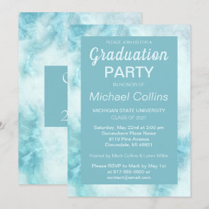 Stylish Blue Marble Party Invitation