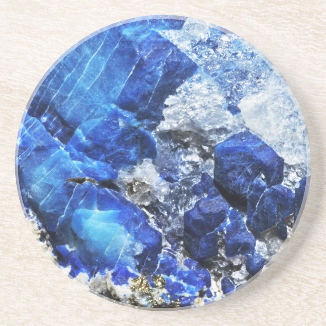 Stylish Blue Marble Stone Coaster (Front)