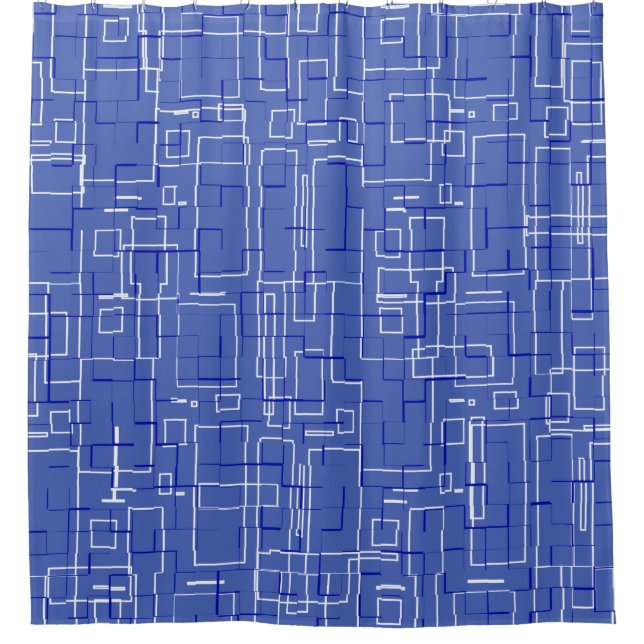 Stylish Blue Pattern Shower Curtain (Front)