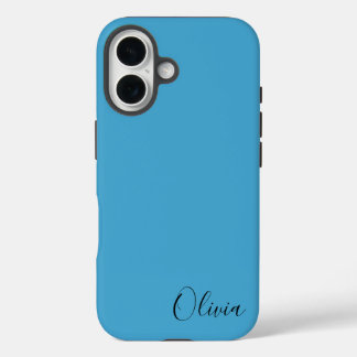 Stylish Blue Personalized Name  iPhone 16 Case