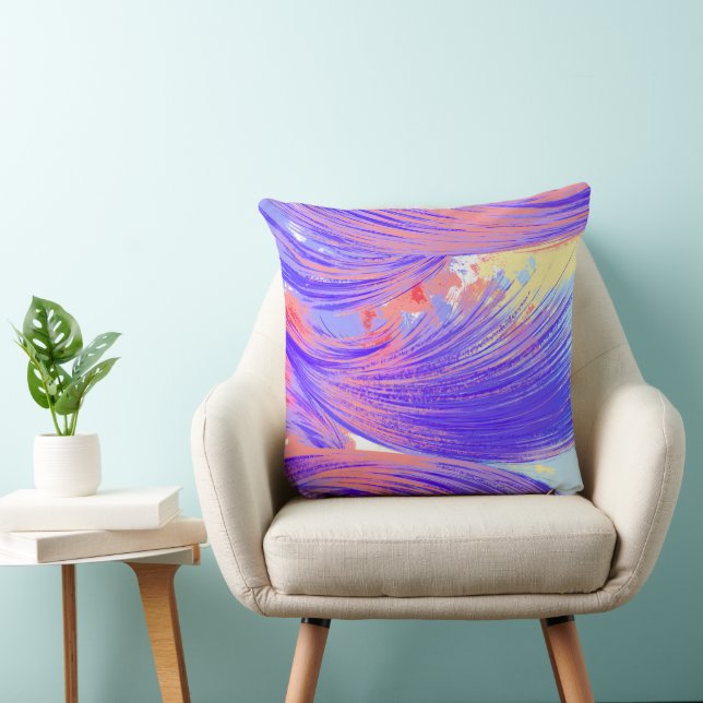 Stylish Blue pink Abstract Feathers  Cushion (Chair)