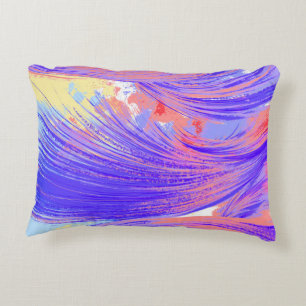 Stylish Blue pink Abstract Feathers Decorative Cushion