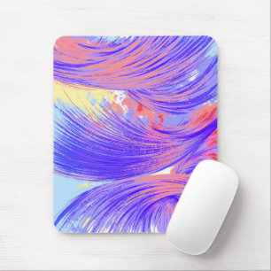 Stylish Blue pink Abstract Feathers Mouse Pad