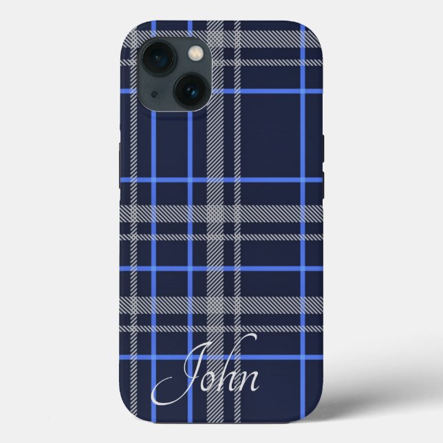 Stylish Blue Plaid  Case-Mate iPhone Case (Back)