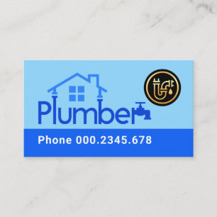 Stylish Blue Plumber Pipes Home Frame Business Card