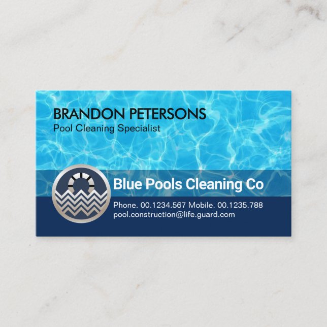 Stylish Blue Pool Waters Swimming Business Card (Front)