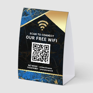 Stylish Blue QR Code Wifi Network Password