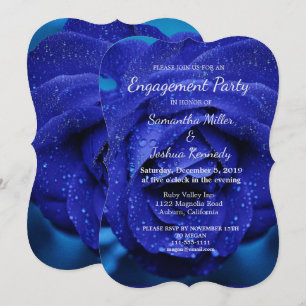 Stylish Blue Rose Engagement Invitation