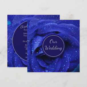 Stylish Blue Rose Wedding Invitation
