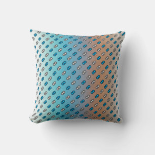 Stylish Blue & Silver Polka Dots on Blue & Orange Cushion