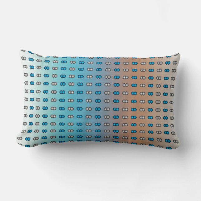 Stylish Blue & Silver Polka Dots on Blue & Orange Lumbar Cushion (Front)
