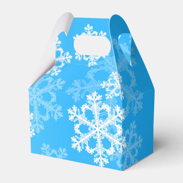 Stylish Blue Snowflakes Modern Christmas pattern Favour Box (Front Side)