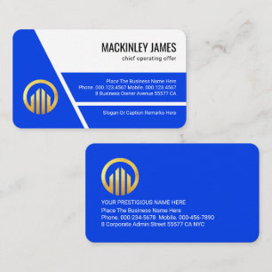 Stylish Blue Trapezium Layers Business Owner Card