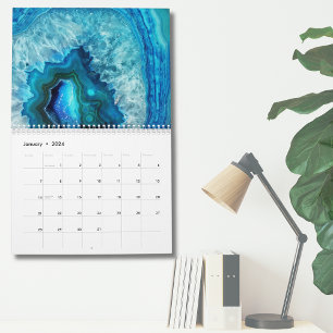 Stylish Blue Turquoise Modern Wall Calendar