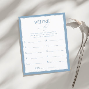 Stylish Blue Where Were They Bridal Shower Game