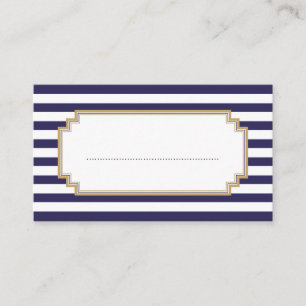 Stylish Blue White Striped Place Cards