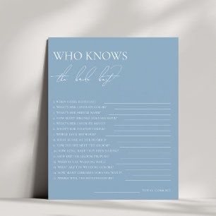 Stylish Blue Who Knows the Bride Best Game