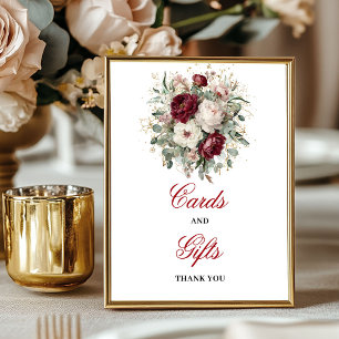 Stylish Blush Burgundy Cards and Gifts Tabletop Poster