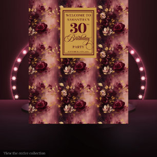 Stylish Blush Burgundy Gold 30th Birthday Party  Tapestry