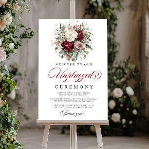 Stylish Blush Burgundy Unplugged Ceremony Poster