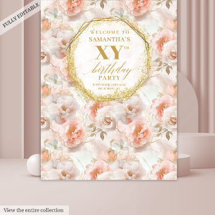 Stylish Blush Gold Watercolor Birthday Tapestry