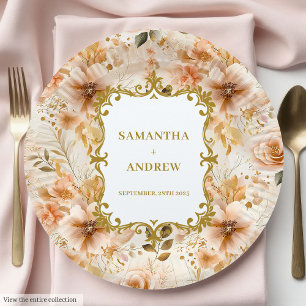 Stylish Blush Gold Wedding Paper Plates