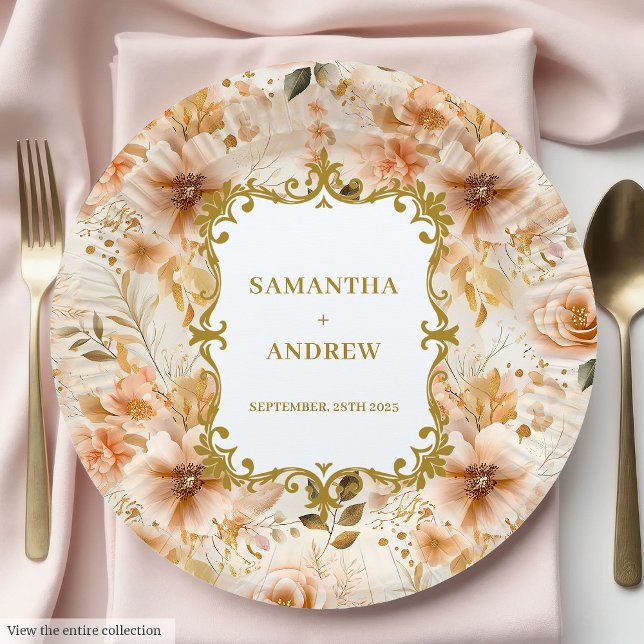 Stylish Blush Gold Wedding Paper Plates (Stylish Blush Gold Wedding Paper Plates)