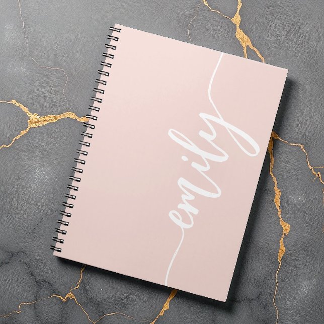 Stylish Blush Pink Calligraphy Name Notebook (Creator Uploaded)
