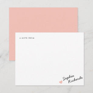 Stylish Blush Pink Feminine Heart Stationery Card
