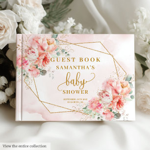 Stylish blush pink gold baby shower guest book