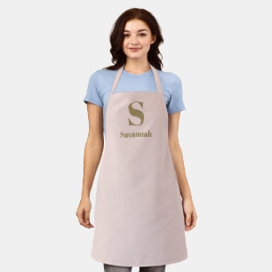 Stylish blush pink gold custom monogram and name apron