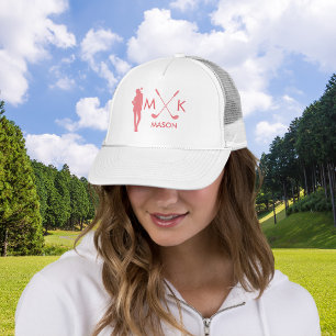 Stylish Blush Pink Modern Lady Golf Player Trucker Hat