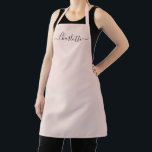 Stylish blush pink modern script name girly chic apron<br><div class="desc">Personalised blush pink custom modern script name text monogram solid plain colour girly stylish elegant chic blush pink and black text kitchen Apron.
 Customise,  personalise it with name,  quote,  phrase,  or text.
Great for cooks,  chefs,  pottery,  ceramics,  crafts,  work,  kitchen,  baking,  bbq,  grill,  businesses and stores,  etc</div>