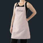 Stylish blush pink modern script name girly chic apron<br><div class="desc">Personalised blush pink custom modern script name text monogram solid plain colour girly stylish elegant chic blush pink and black text kitchen Apron.
 Customise,  personalise it with name,  quote,  phrase,  or text.
Great for cooks,  chefs,  pottery,  ceramics,  crafts,  work,  kitchen,  baking,  bbq,  grill,  businesses and stores,  etc</div>