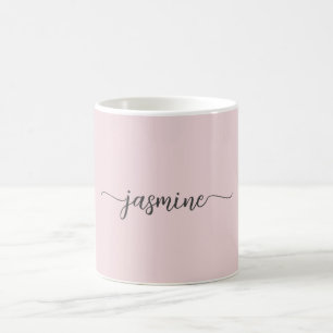 Stylish Blush Pink Monogram Name Signature Coffee  Mug