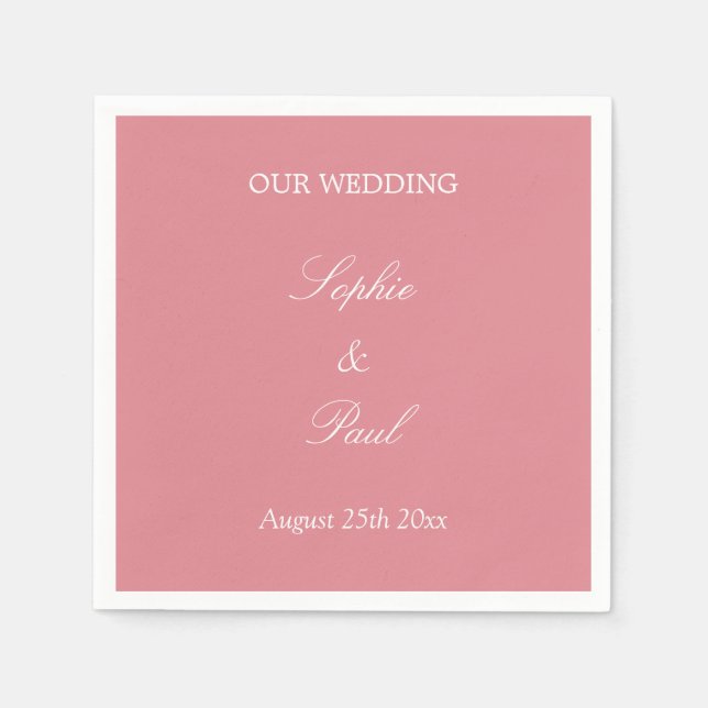 Stylish Blush Pink Wedding Paper Napkins (Front)