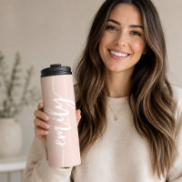 Stylish Blush Pink White Calligraphy Name