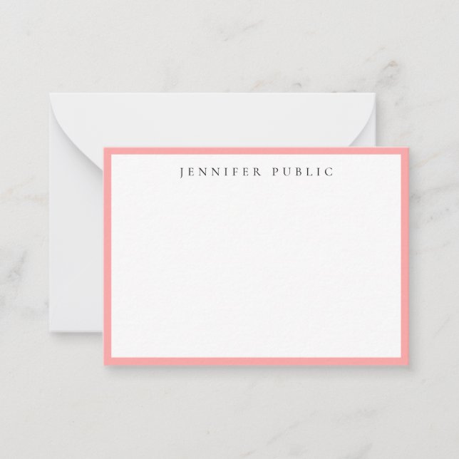 Stylish Blush Pink White Name Minimalist Template (Front)
