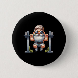 Stylish Body Building Gnome Does Pull-ups On A Dum 6 Cm Round Badge