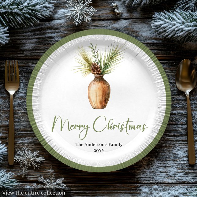 Stylish Bohemian Botanical Christmas Bouquet Chic Paper Plate (Stylish Bohemian Botanical Christmas Bouquet Chic Paper Plates)