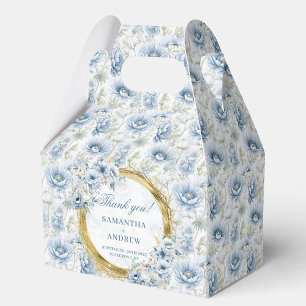 Stylish Bohemian Dusty Blue Gold Wedding Thank You Favour Box