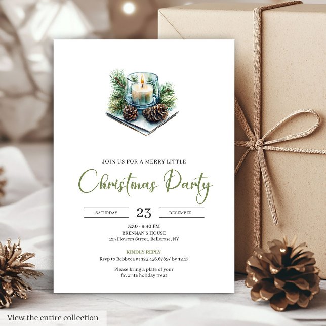 Stylish Bohemian Neutral Watercolor Holiday Party  Invitation (Stylish Bohemian Neutral Watercolor Holiday Party Invite)