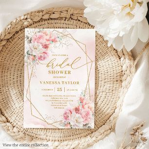 Stylish Boho Blush Gold Frame Bridal Shower Invite