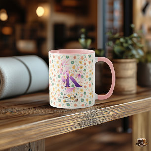 Stylish Boho Chic Floral Monogram Mug - K