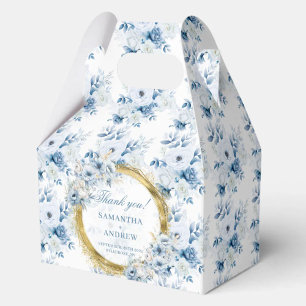 Stylish Boho Dusty Blue Gold Wedding Favour Box