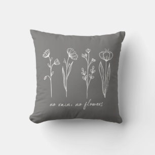 Stylish Boho Flower Inspirational Quote Light Grey Cushion
