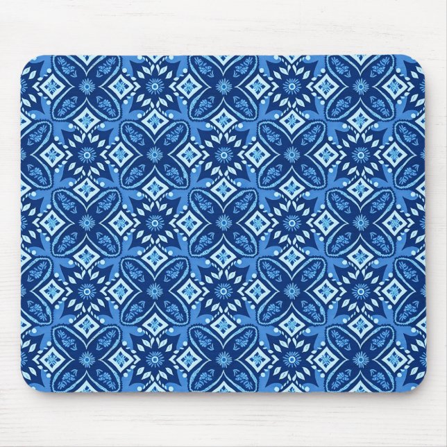 Stylish Boho Geometric Floral Pattern Mouse Pad (Front)