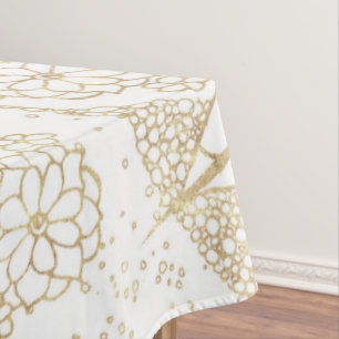 Stylish boho hand drawn golden mandala tablecloth