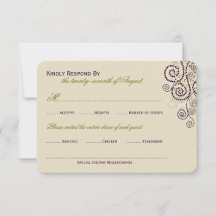 Stylish Boho Purple Spirals Wedding RSVP Card